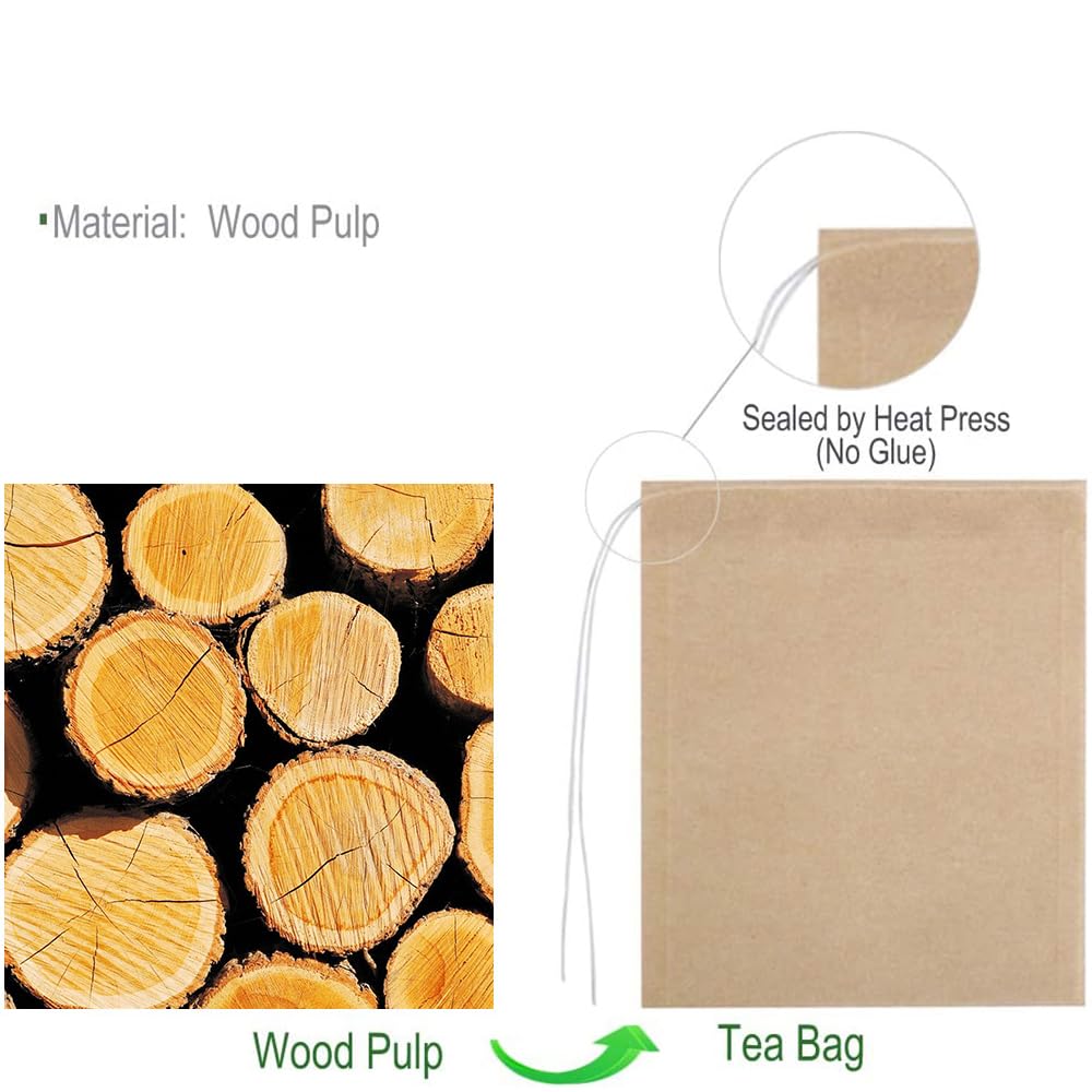 Numola Unbleached Tea Filter Bags with Disposable Drawstring, Tea Bags Empty, Wood Pulp Filter Paper Organic Tea Infuser Bag