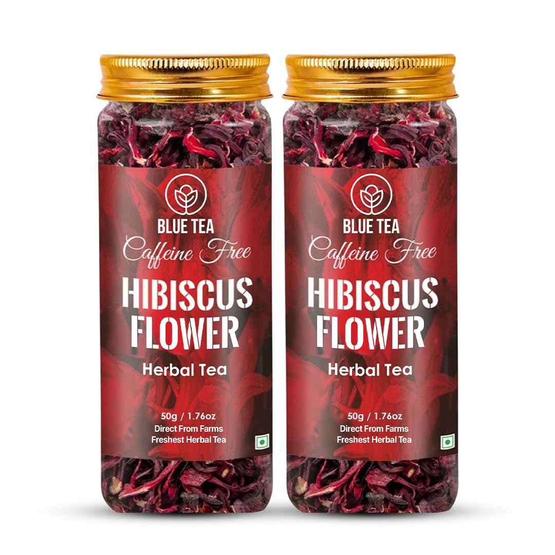 BLUE TEA - Hibiscus Tea - 1.76 Oz - Pack of 2 (100 Cups) Loose | SKIN GLOW ENHANCING TEA | Herbal Tea - Flower Based
