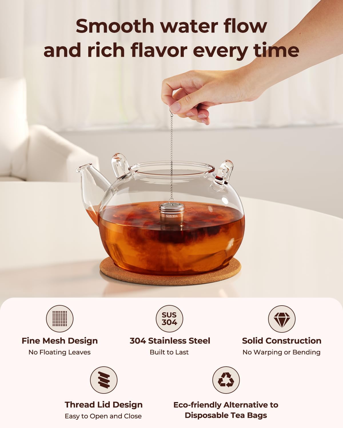 2 Pack Reinmoson 304 Stainless Steel Tea Infuser for Loose Leaf Tea