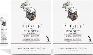Pique Organic Earl Grey Tea Crystals - Caffeinated Black Tea with Bergamot for Energy, Prebiotic Polyphenols Support Healthy Metabolism, Immunity - 28 Single Servings (2 Pack)