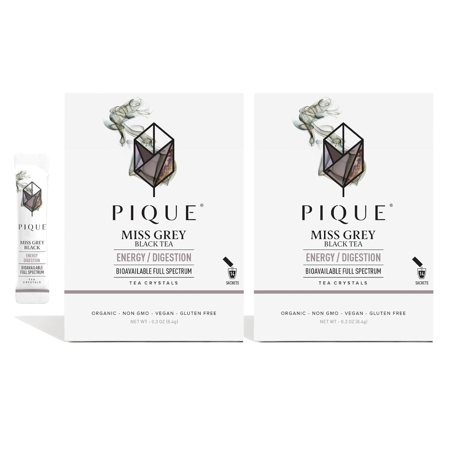 Pique Organic Earl Grey Tea Crystals - Caffeinated Black Tea with Bergamot for Energy, Prebiotic Polyphenols Support Healthy Metabolism, Immunity - 28 Single Servings (2 Pack)