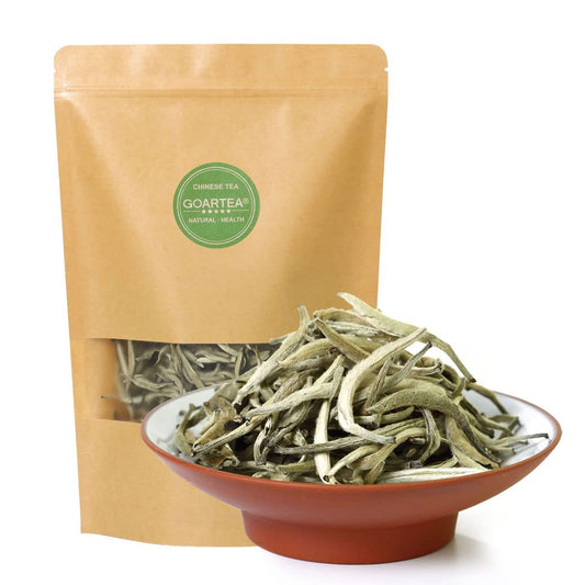 GOARTEA 2Pcs 250g / Total 17.6oz Premium Silver Needle White Tea - Baihao Yinzhen Chinese Silver Tips Loose Leaf White Tea