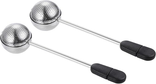 uxcell 2 Pcs Tea Infuser Filter, Loose Tea Steeper, Stainless Steel Tea Strainer, Tea Ball with Handle for Brew Loose Leaf Tea, Black