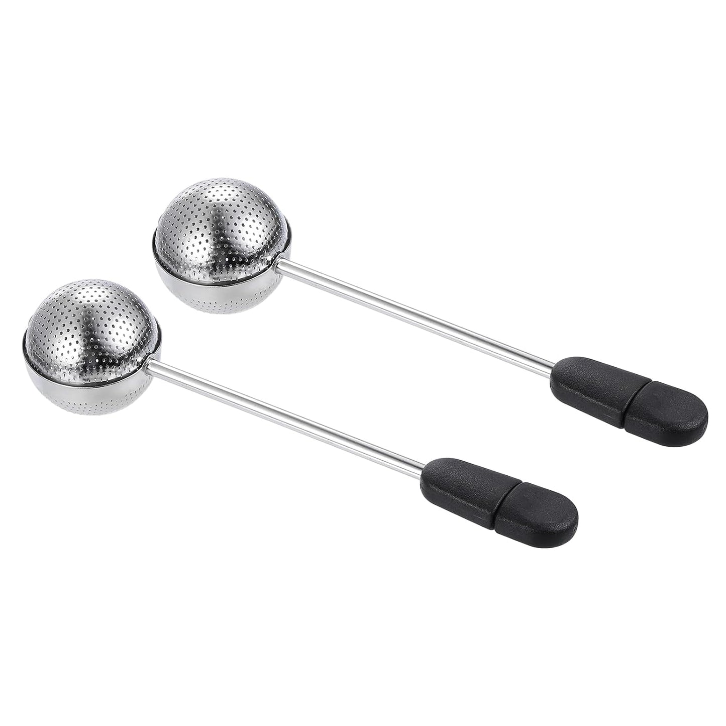uxcell 2 Pcs Tea Infuser Filter, Loose Tea Steeper, Stainless Steel Tea Strainer, Tea Ball with Handle for Brew Loose Leaf Tea, Black