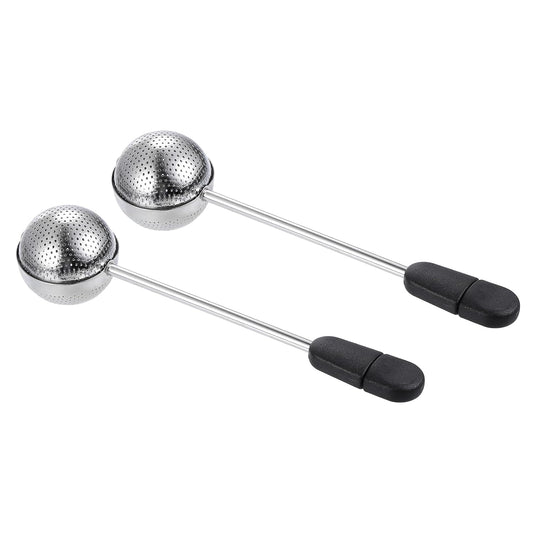 uxcell 2 Pcs Tea Infuser Filter, Loose Tea Steeper, Stainless Steel Tea Strainer, Tea Ball with Handle for Brew Loose Leaf Tea, Black