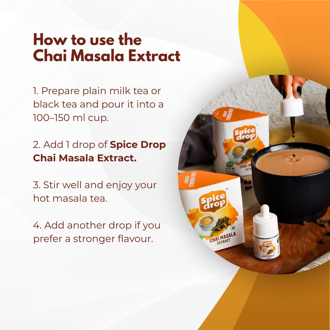 Spice Drop Chai Masala Extract - Tea, Coffee, Latte - Premium Quality & Rich Aroma, Authentic Indian Spices Blend Extract