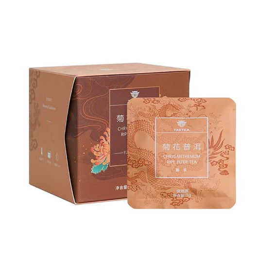 TAETEA Puerh Tea Bags, Pu-erh Assorted Tea Sachets Pack with Aged Fermented Puerh Tea Loose Leaf 12 Bags (Chrysanthemum)