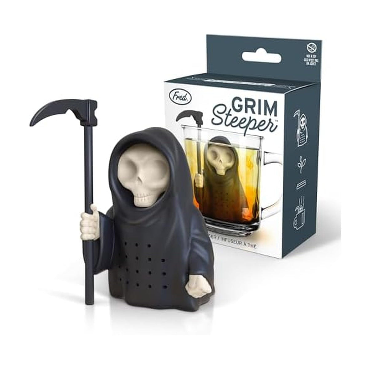 Fred & Friends Genuine Fred GRIM STEEPER Grim Reaper Tea Infuser, Silicone, 3.75" Tall
