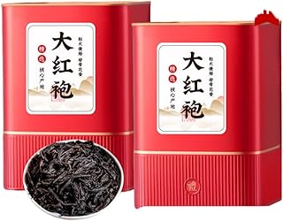 乌龙茶大红袍 Dahongpao Oolong Tea 茶叶非特级正宗武夷山 Natural Loose Leaf Tea,Chinese Tea, Sulfur Free 【红色方罐大红袍 Dahongpao Oolong Tea 】2罐共250g Flower tea,dark tea,loose tea