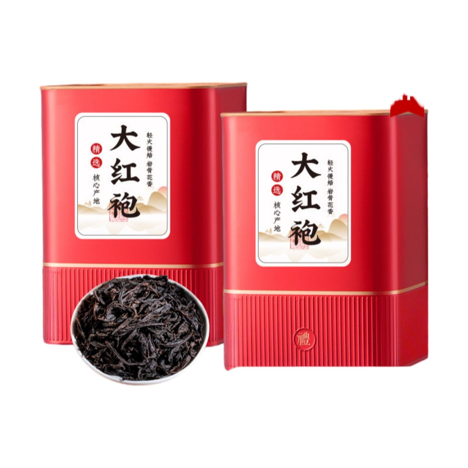 乌龙茶大红袍 Dahongpao Oolong Tea 茶叶非特级正宗武夷山 Natural Loose Leaf Tea,Chinese Tea, Sulfur Free 【红色方罐大红袍 Dahongpao Oolong Tea 】2罐共250g Flower tea,dark tea,loose tea
