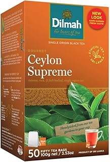 Dilmah Ceylon Supreme Tea - 50 Tea Bags in Foil Pouch - Finest Pure Ceylon Black Tea Box -100g (3.53 oz)
