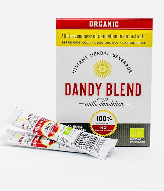 20 Organic Individual Servings of Dandy Blend Instant Herbal Beverage Powder with Dandelion, 2 oz Box