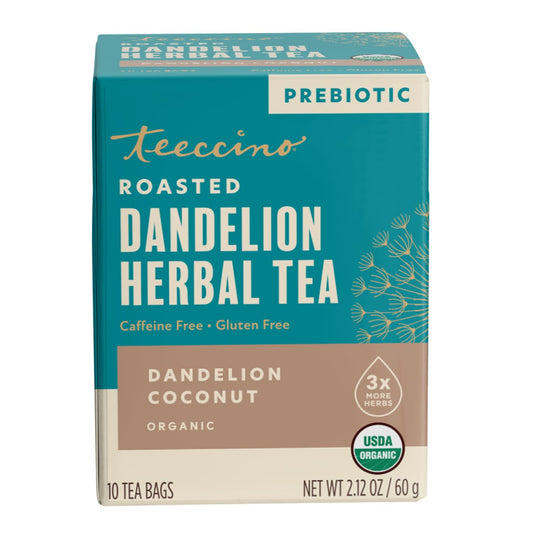 Teeccino Dandelion Coconut Tea - 10 Tea Bags - Caffeine Free
