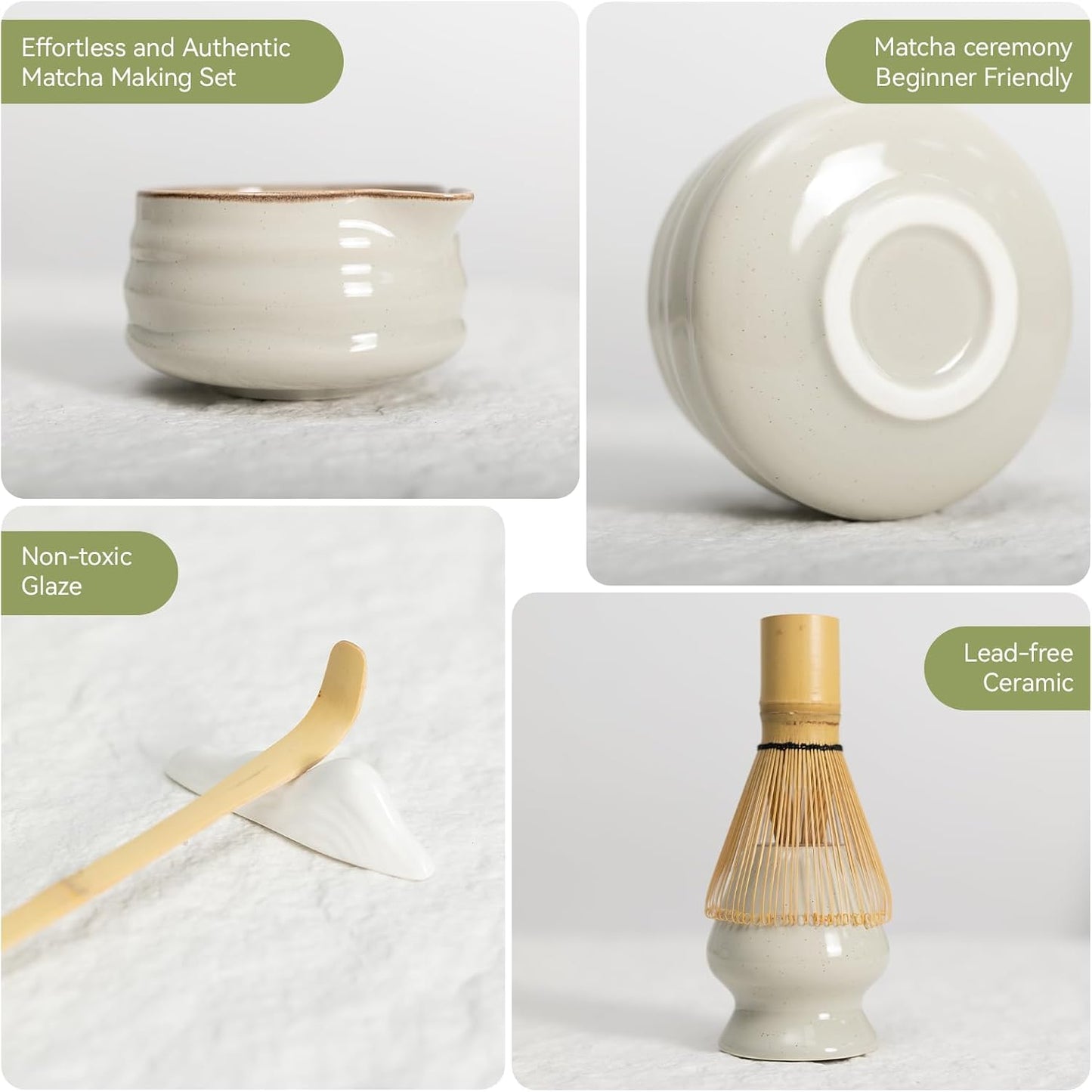 Matcha Whisk Set, Matcha Bowl and Whisk 7 pcs, Gray