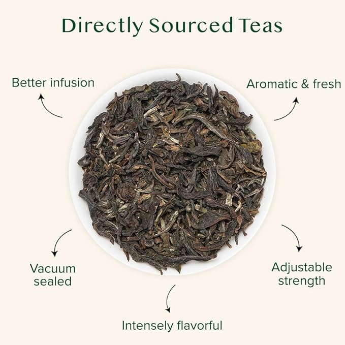 VAHDAM, First Flush Darjeeling Tea - 170+ Cups (340g/12oz) Loose Leaf Black Tea - Flowery, Aromatic & Delicious | Mellow & Fragrant | Vacuum Sealed Pack