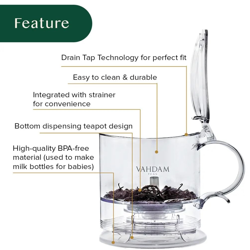 VAHDAM Imperial Tea Infuser(16oz) Stylish Teapot |Smart Tea Maker