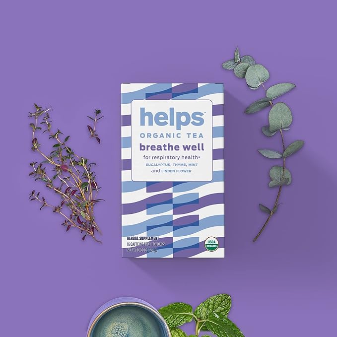 Helps Teas, Helps Breathe Well Tea, Organic herbal blend of Eucalyptus, Thyme, Tila and Mint that clear your sinuses and strengthening your inmune