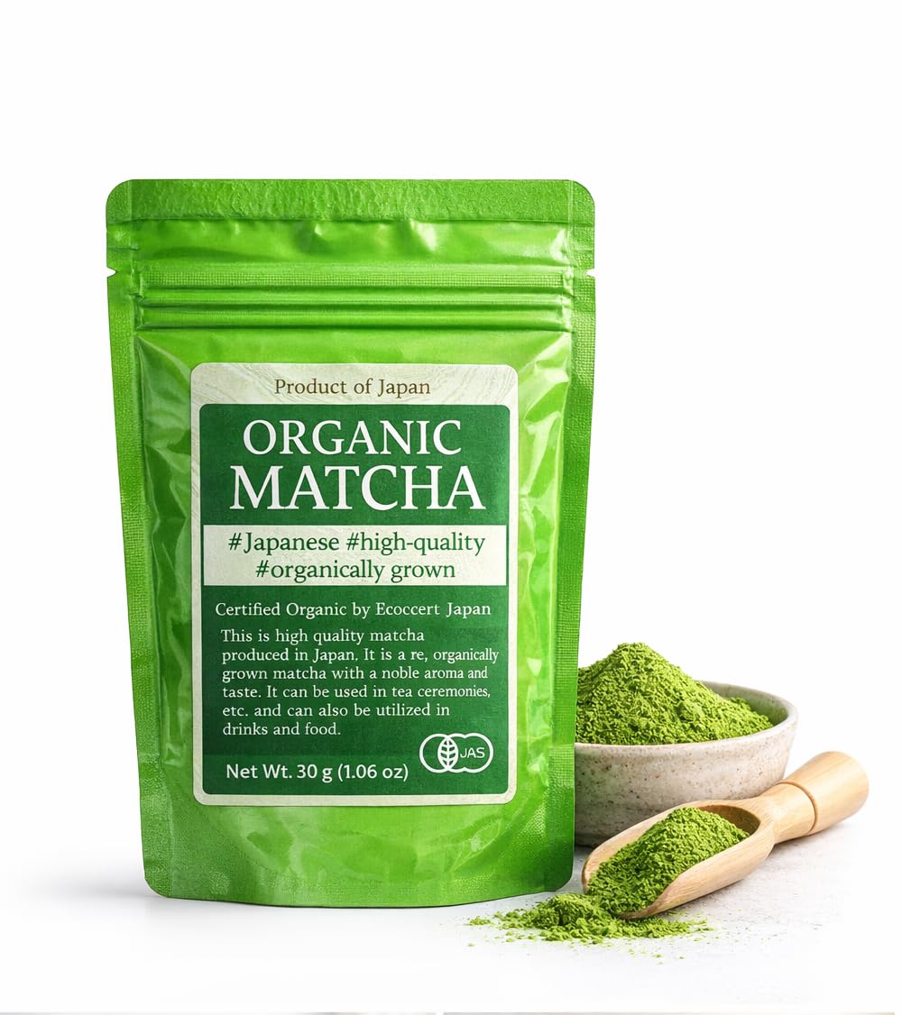 Organic Japanese Matcha Green Tea Powder 1.0582oz 30g – Yamagata eLab Original – Premium Ceremonial Grade, 100% Japanese Grown, Freshly Sealed Zip Pouch