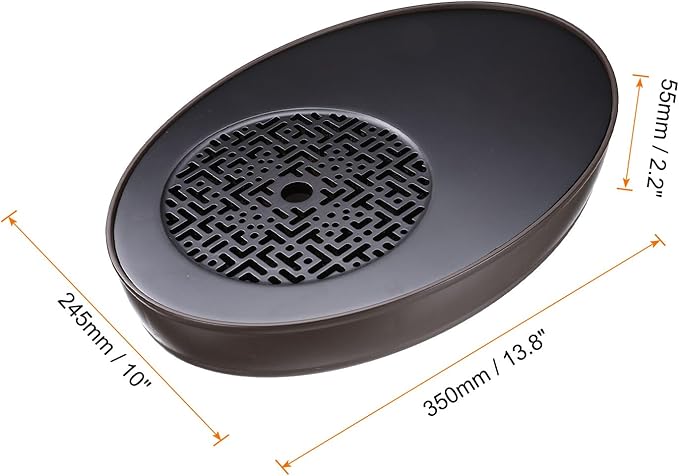HARFINGTON Bamboo Chinese Gong Fu Tea Tray 13.8" Oval Classic Tea Tray Bamboo Tea Table Furniture Vintage Tea with Water Storage Box for Drinking Tea Brown