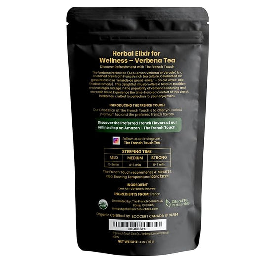 The French Touch Gold Collection - French Lemon Verbena Tea ORGANIC | Loose Leaf Tea | Product from France | 100% Certified USDA Organic | Select Premium Lemon Verbena | Caffeine-free