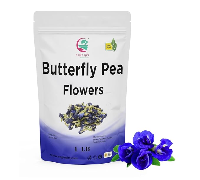 Butterfly Pea Flower Dried 1 LB (1000+ Cups), Blue Butterfly Pea Flower Tea, Beautiful Blue Or Purple Food Coloring, Premium Quality, By Yogi's Gift®
