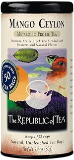 The Republic of Tea - Mango Ceylon Black Tea, Metabolic Frolic Tea, 50 Tea Bag Tin