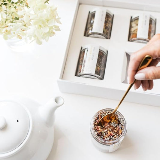 The Chai Box Ultimate Tea Lover's Gift Set - Featured in Oprah's Favorite Things | Caffeinated and Caffeine Free Loose-Leaf Tea Gift Box (Pack of 4) 10 oz | Small Batch Assorted Tea Sampler with Whole, Premium Spices