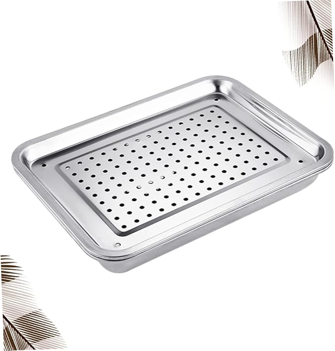 Stainless Steel Tea Tray Japanese Style Hollow Serving Plate for Tea Snacks Appetizers Removable Easy to Clean for Home Office Teahouse Restaurant