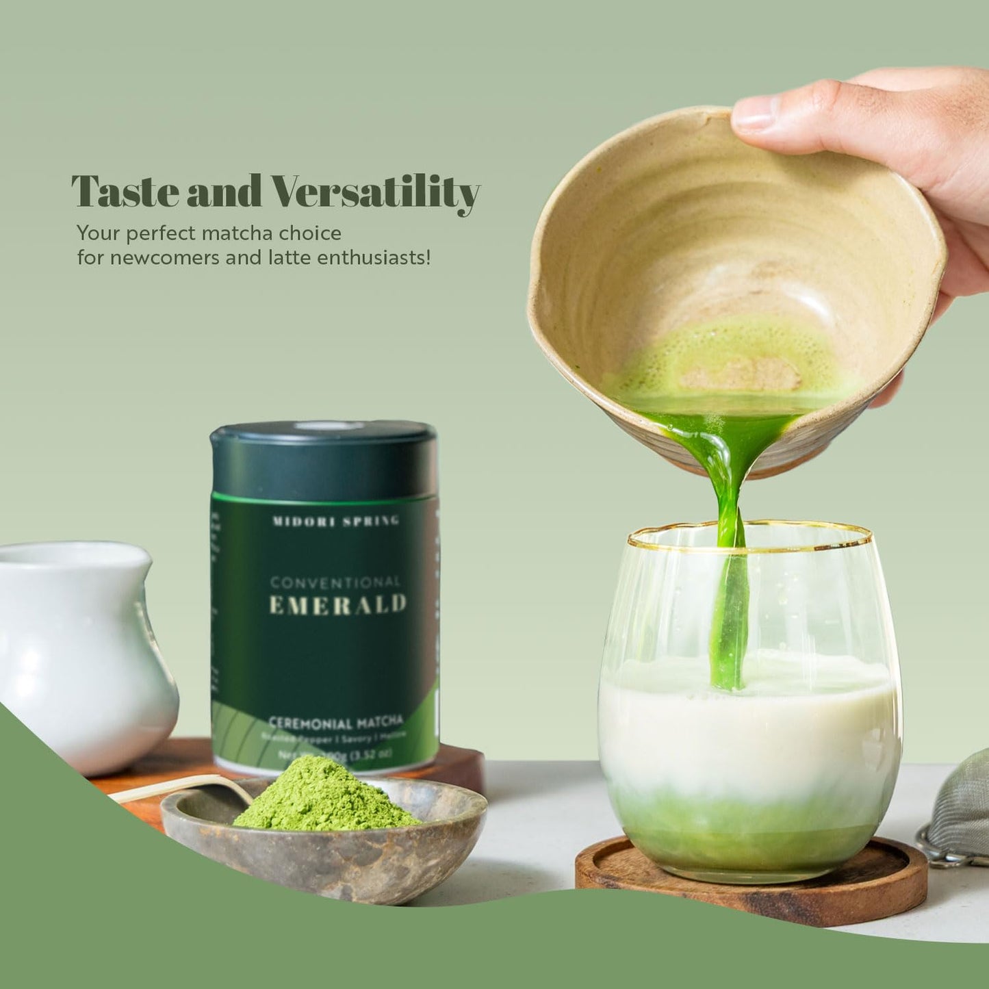 Midori Spring EMERALD - Ceremonial Matcha, Premium Conventional Japanese Matcha Powder 100g