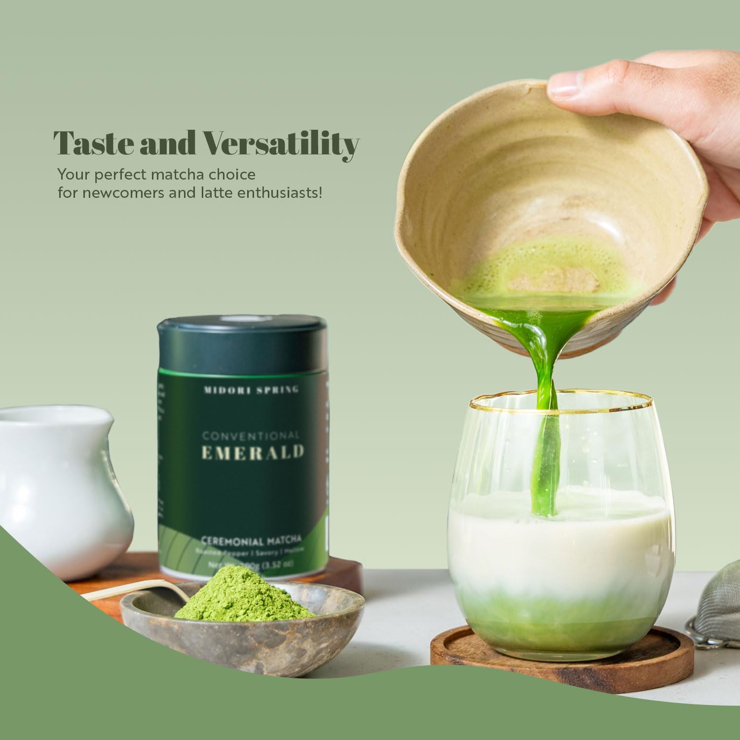 Midori Spring EMERALD - Ceremonial Matcha, Premium Conventional Japanese Matcha Powder 100g