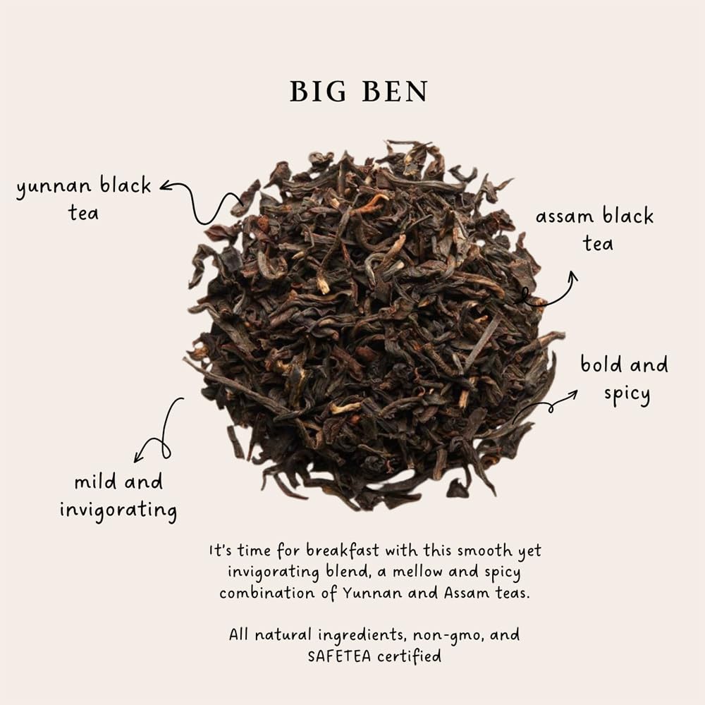 Palais des Thés - Big Ben English Breakfast - Yunnan & Assam Black Tea - Premium Loose Leaf, Serves 20-25 Cups - 3.5oz Tin