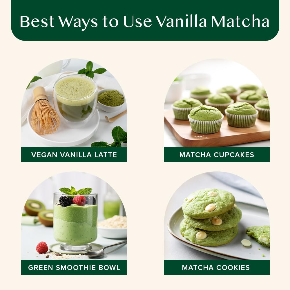 VAHDAM, Japanese Vanilla Matcha Green Tea Powder (50g) Sourced from Japan | Premium Matcha Powder With Pure Vanilla | Brew Delicious Matcha Latte