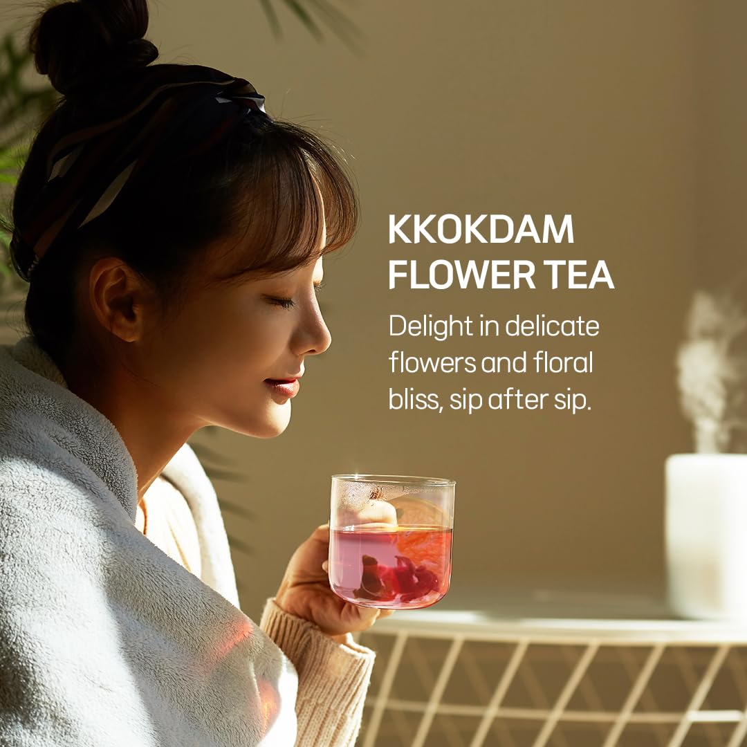 KKOKDAM Fruit &amp; Flower Loose Leaf Tea Sampler - Refresh Flower Water Sampler - Fancy Korean Tea Gift - Premium Loose Leaf Tea Sampler for Men &amp; Women - 3 Flavors, 2 each - 6 Count