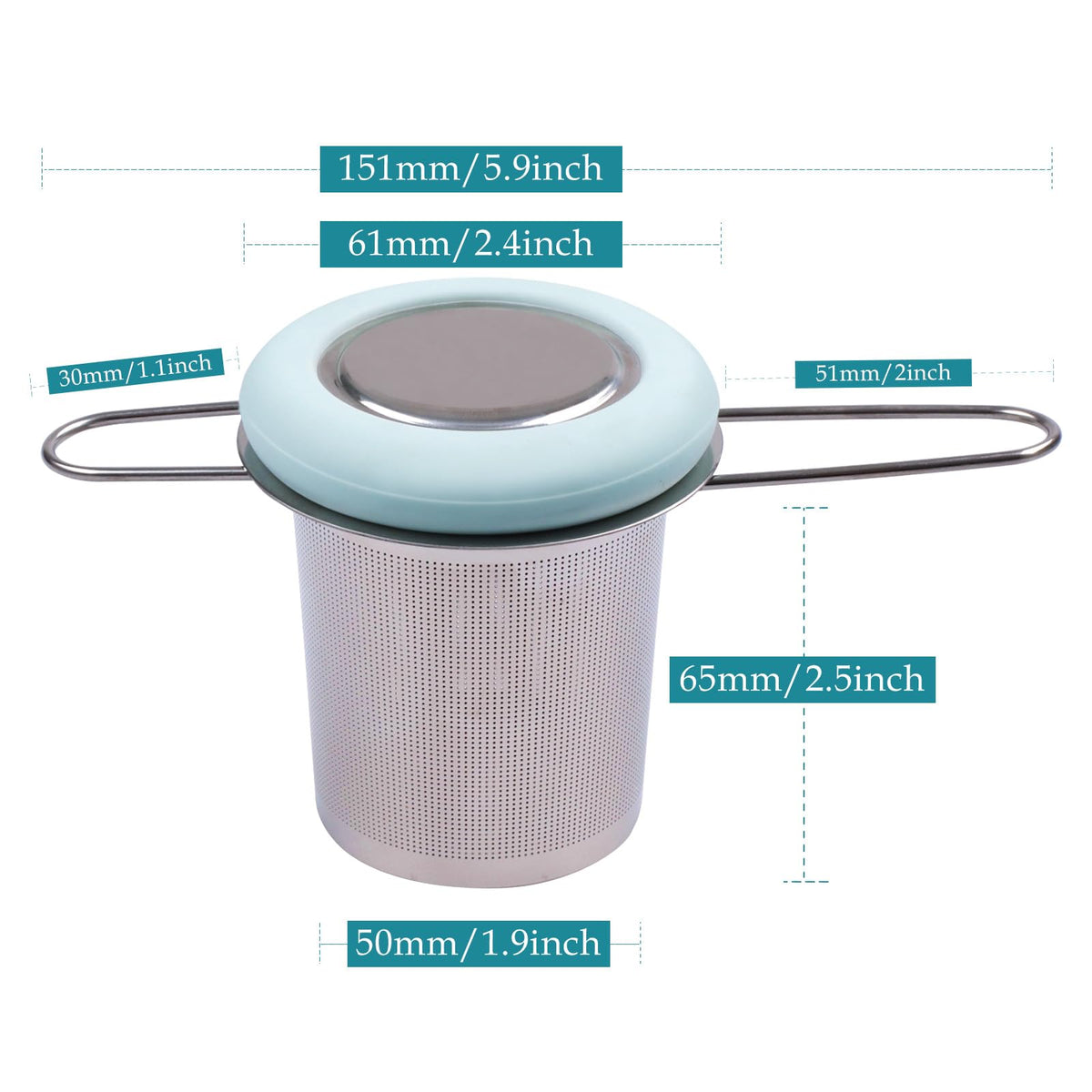 Fenshine Tea Infuser Stainless Steel Tea Strainer Folding Handle Tea Filter Extra Fine Mesh Strainer Brewing Basket with Lid