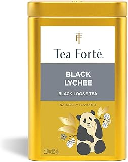 Tea Forte Black Lychee Premium Loose Leaf Caffeinated Black Tea Blend Blend Canister, Makes 35-50 Cups