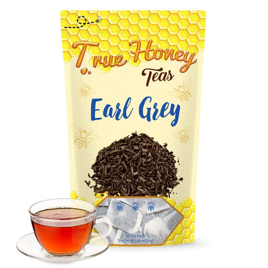True Honey Earl Grey Tea Bags - Honey Crystals Blended in Every Sachet - Positive Immune Support - All Natural Organic Herbal Caffeinated Tea Bag 24 Count