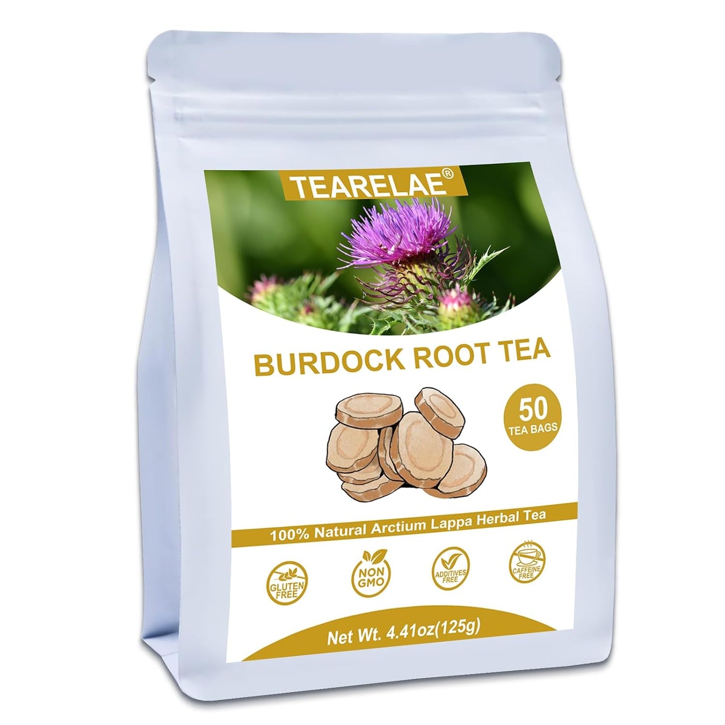 TEARELAE - Burdock Root Tea Bags, 50 Count, Burdock Root Herbal Tea