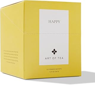 Art of Tea | Organic Happy Tea | Organic Green Tea | 12 Pyramid Tea Bags Sachets