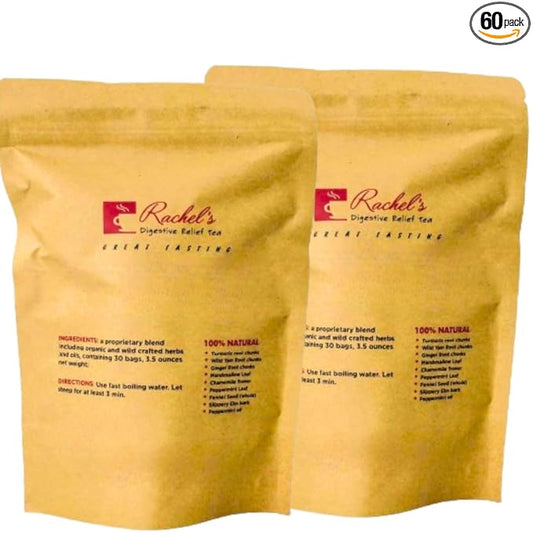 (60 Bags/120 Cups) Rachel’s Tea: Turmeric, Wild Yam, Ginger, Marshmallow, Chamomile, Peppermint, Fennel Slippery Elm