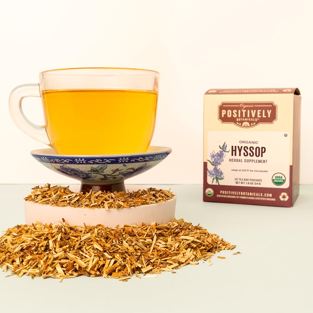 Positively Botanicals, Organic Hyssop Herbal Tea Bags, 20 Count
