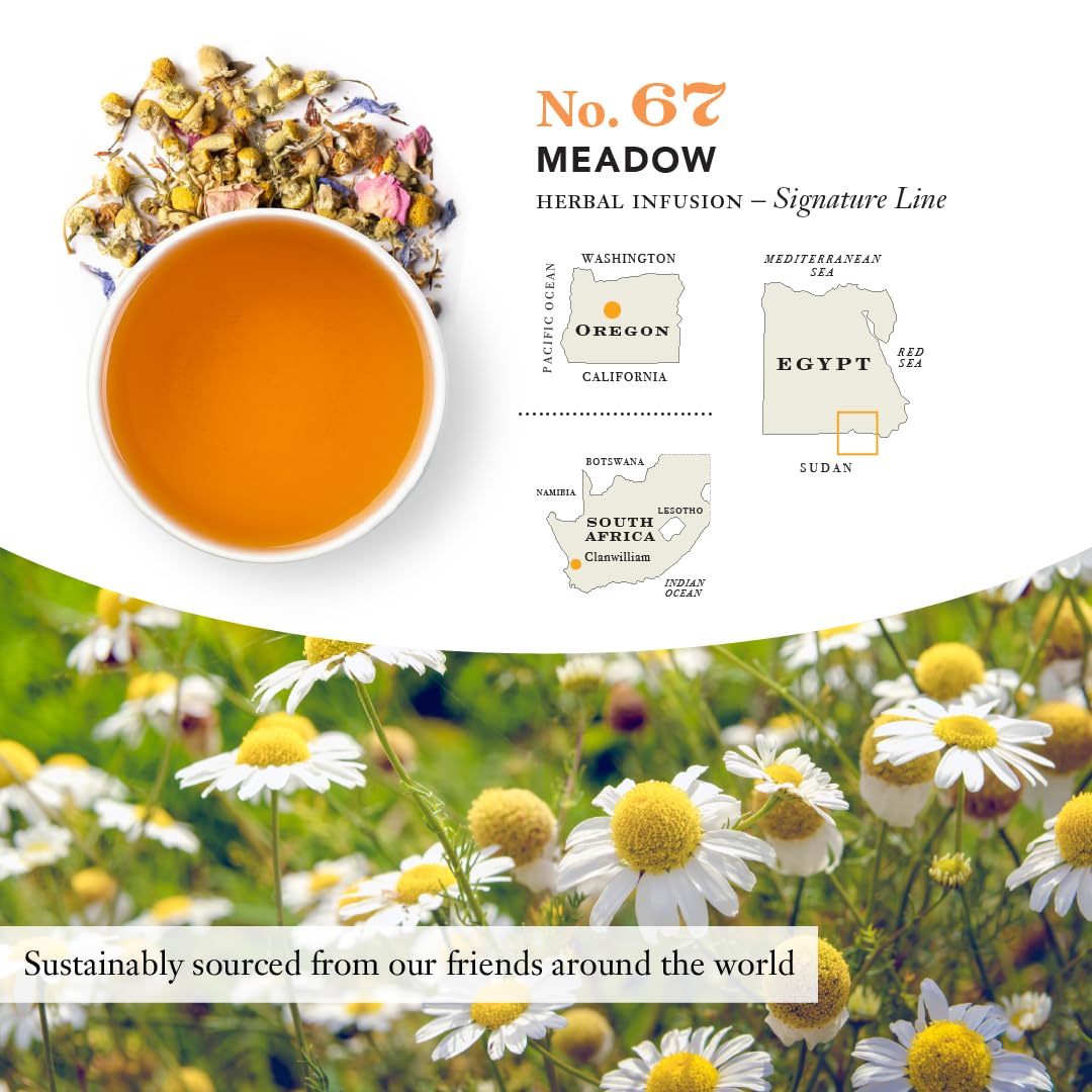 Steven Smith Teamaker, Meadow Chamomile Tea, 15 Sachets, 0.85oz each | Full Leaf Herbal Tea, Caffeine Free, Sugar Free, Sustainably Grown, Plant Based Sachets, Microplastic-Free