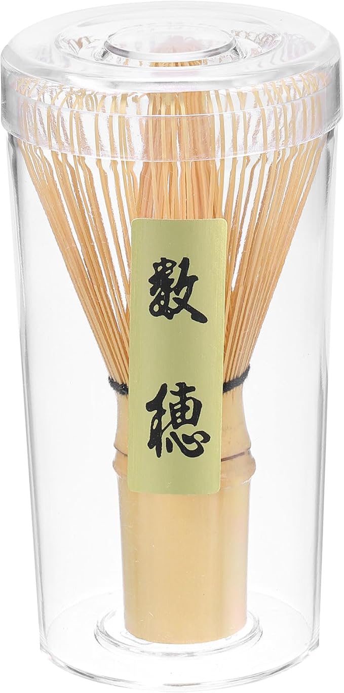 HARFINGTON Matcha Green Tea Whisk 64 Prongs Japanese Bamboo Whisk Chasen Preparing Matcha Powder Brush Tool Tea Traditional Scoop, Yellow