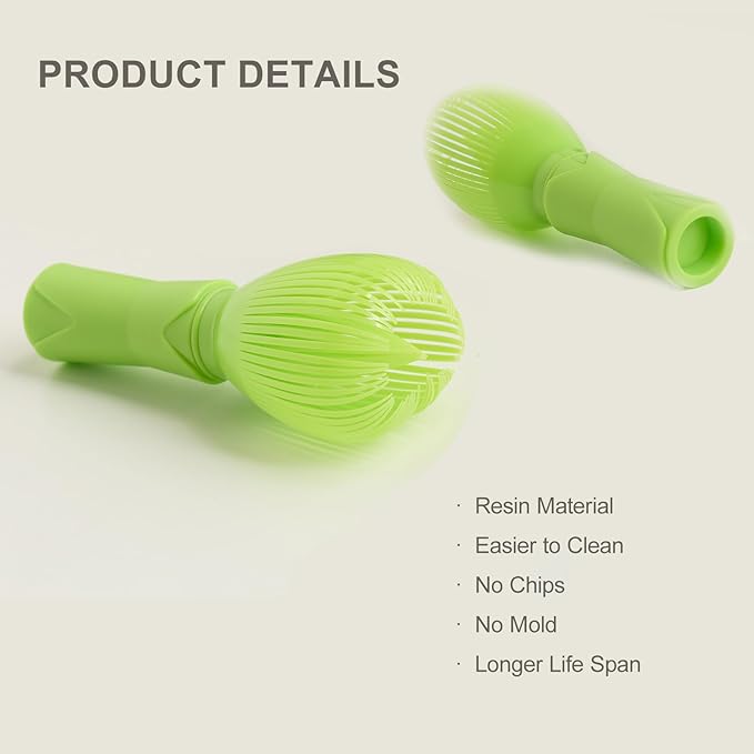 Resin Matcha Whisk - Traditional Japanese Chasen Tea Whisk,Durable Plastic Tea Stirrer & Mixing Tool,No-Stripe Design,Perfect Baking & Utensil Accessories for Tea Lovers（Green）