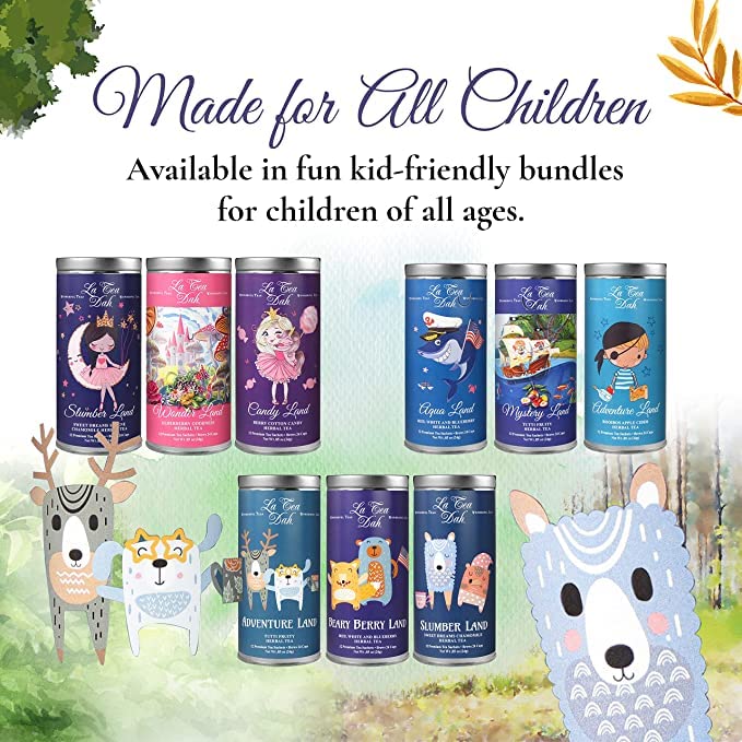 Sweet Dreams Lavender Chamomile Tea for Kids by La Tea Dah, Children's Sleepy Tea Bags with Chamomile Flowers, Lavender, Mint, & Lemongrass, Tea Party Supplies, Slumber Land (12 Decaf Tea Bags)