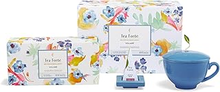 Tea Forte Gift Set with Cafe Cup, Tea Tray, Petite Presentation Box with 10 Handcrafted Pyramid Infuser Tea Bags, Volare