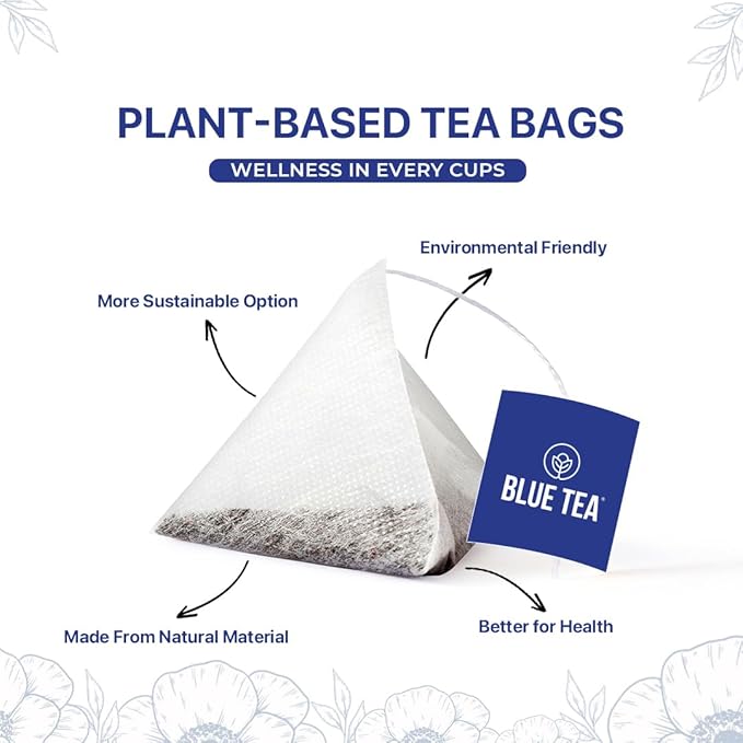BLUE TEA - Butterfly Pea Flower Tea - 10 Count (Pack of 2) - Pyramid Plant Based Tea Bag | Black Deals Friday 2025 | ANTIOXIDANT RICH | Caffeine Free - Detox Tea - Flower Based - Herbal Tea - Non Bitter | Zipper Pack