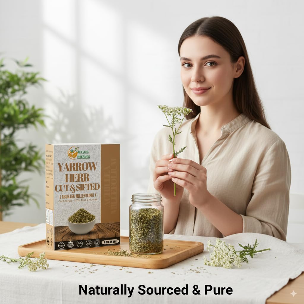 Herbs Botanica Yarrow Herb 100% Natural Dried Yarrow Flowers &amp; Leaves for Tea, Tinctures, &amp; Herbal Preparations – Premium Bulk Herbs for DIY Use – 4 oz Pack