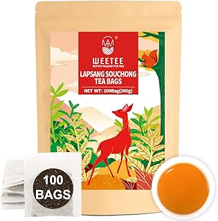 WT WEETEE Lapsang Souchong Tea Bags, 100 Count Smoky Black Tea, Natural Caffeine & Antioxidant, Classic Specialty Chinese Tea, Resealable Kraft Bag | Brew Hot or Iced