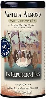 The Republic of Tea - Vanilla Almond Black Tea Tin, 50 Tea Bags, Naturally Caffeinated