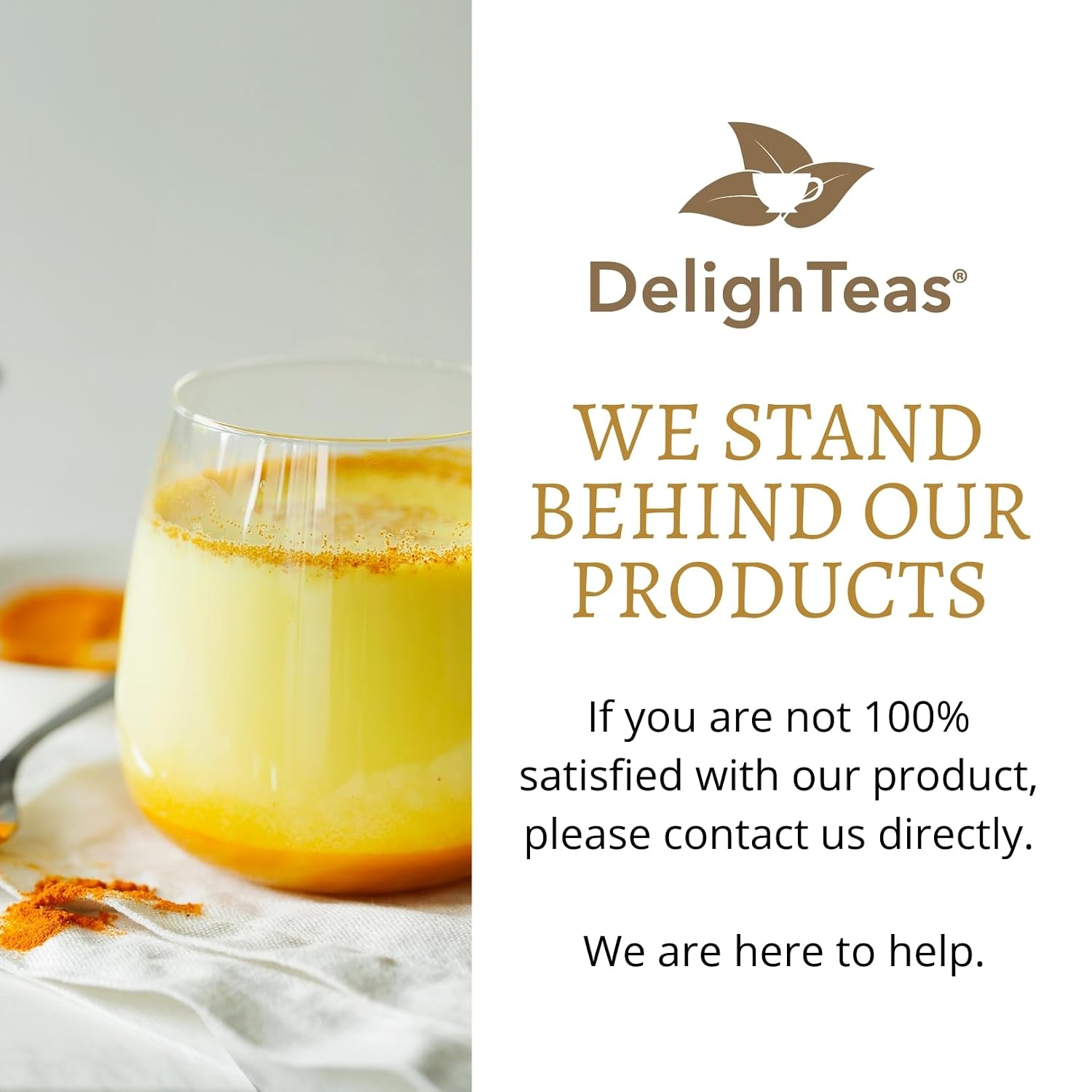 DelighTeas Organic Golden Milk Powder with Turmeric, Ginger, Ceylon Cinnamon | Ayurvedic Spices for Golden Turmeric Latt